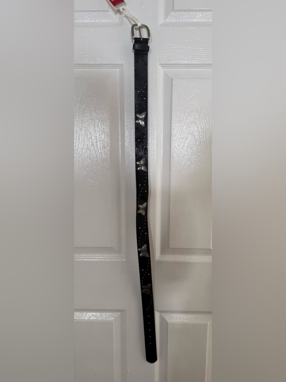 Relic Black Belt with Silver Butterfly Accents-Large
